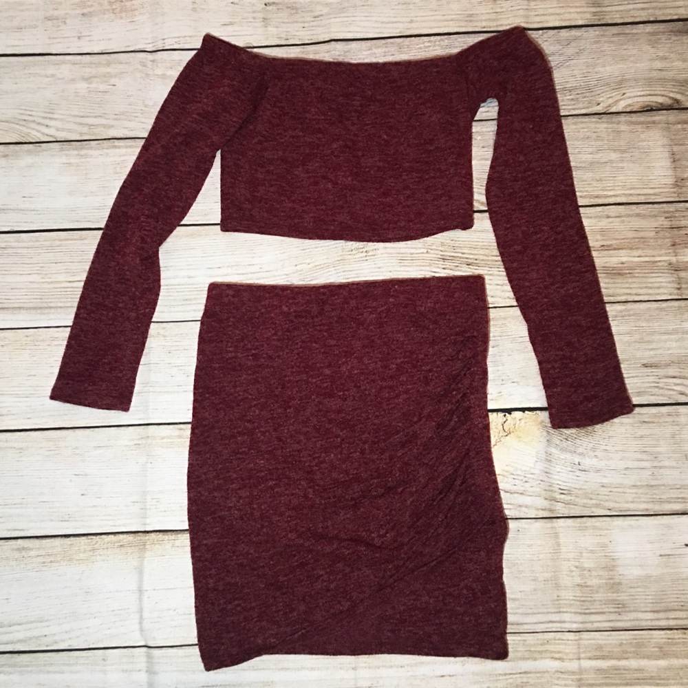 Fashion Nova Cropped Sweater Skirt Dress Set